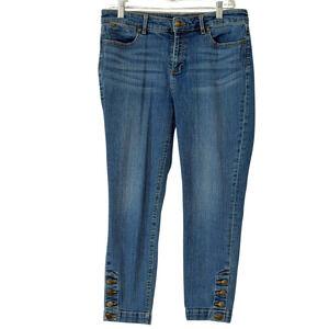 Talbots Flawless Sz 10 Cropped Jeans 25"Lx32.5"W Metal Ankle Buttons Med Wash